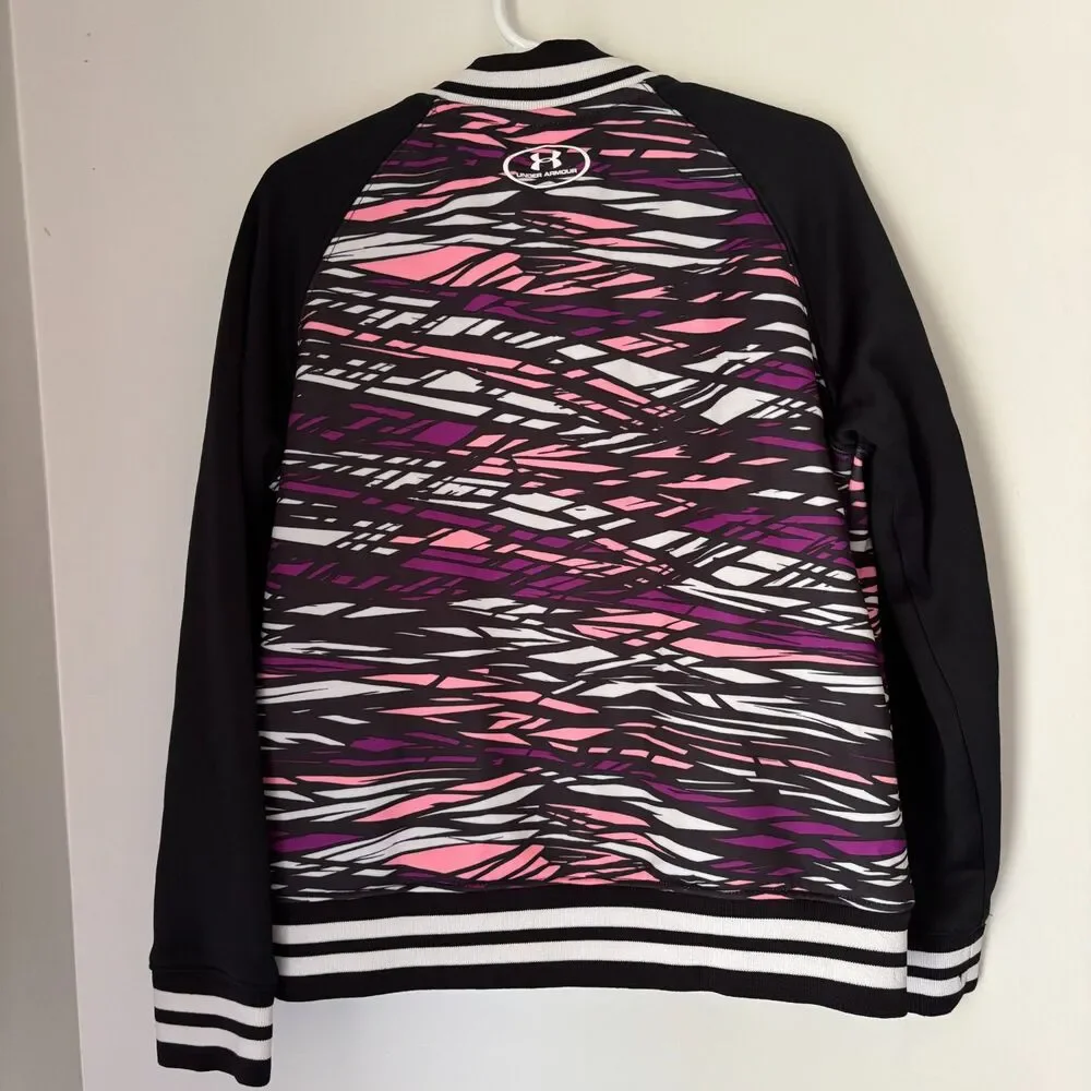 Under Armour Youth Girl's Sm. 8/10 ColdGear Snap Front Varsity Jacket Black #14